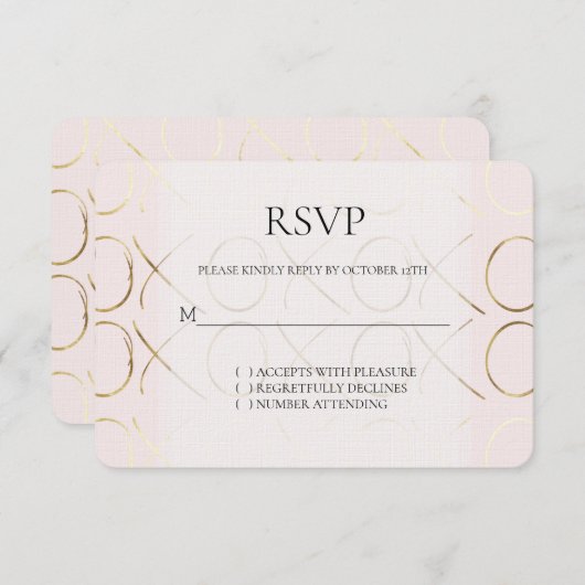 Rose Pâle Or XOXO Amour Mariage RSVP (Devant / Derrière)