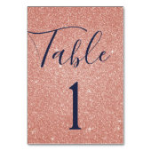 Rose pâle - Rose Gold Sparkle Numéro de table (Dos)
