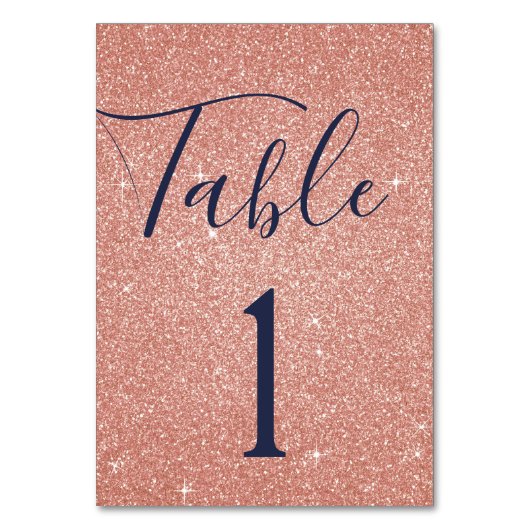 Rose pâle - Rose Gold Sparkle Numéro de table (Par défaut)