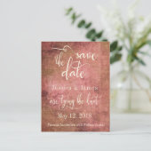 Rose Pâle Rustique & Toile de Jute Faire-Part Vint (Debout devant)