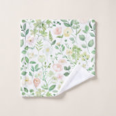 Rose Pâle Vert Sauge Floral Feuillage Aquarelle (Gant de toilette)