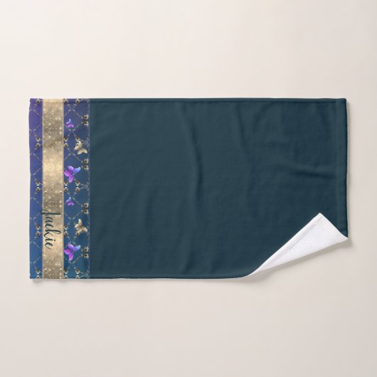 Rose Papillon bleu serviette (Serviette à main)