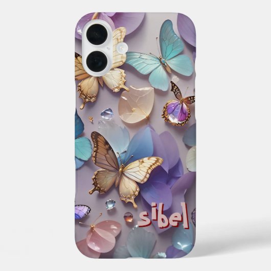 Rose Papillon Or Monogrammed Coque - Mate iPhone (Verso)