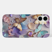 Rose Papillon Or Monogrammed Coque - Mate iPhone (Verso (horizontal))