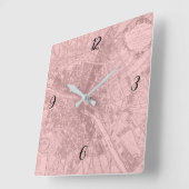 Rose Paris Carré Horloge murale (Angle)
