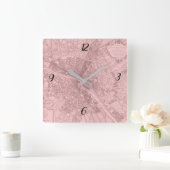 Rose Paris Carré Horloge murale (Maison)