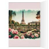 Rose parisien Jardin Tour Eiffel Carte d'anniversa (Intérieur (Gauche))