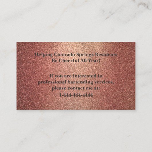 Rose Parties scintillant Gold  Carte de visite (Dos)