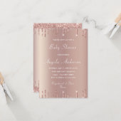 Rose Parties scintillant or Baby shower Invitation (Devant/Arrière en situation)