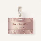 Rose Parties scintillant or Badge Modèle Nom perso (Dos avec clip)