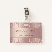 Rose Parties scintillant or Badge Modèle Nom perso (Devant avec clip)