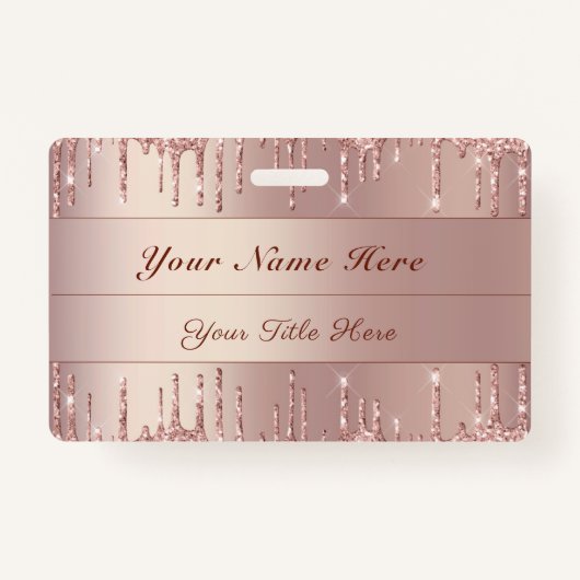 Rose Parties scintillant or Badge Modèle Nom perso (Dos)