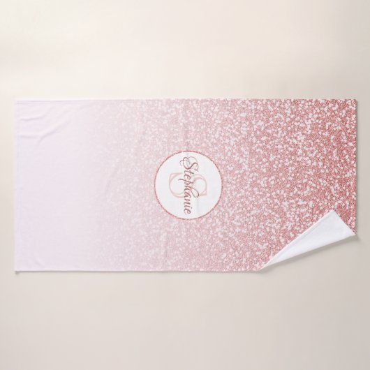 Rose Parties scintillant or Blush rose Ombre Monog (Serviette de bain)