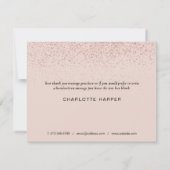 Rose Parties scintillant or Carte de remerciements (Dos)