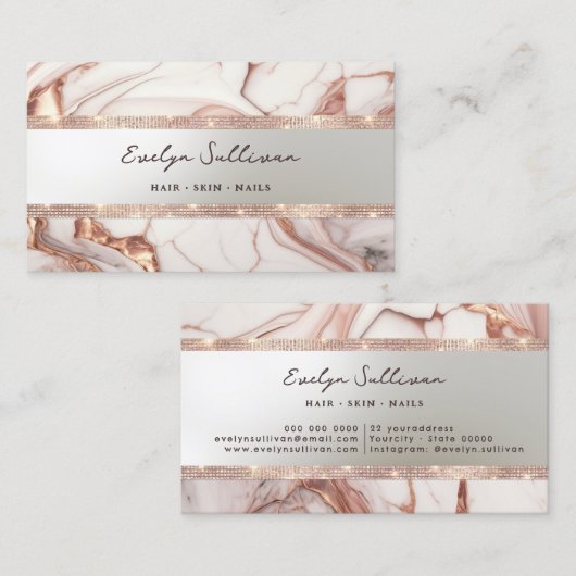 rose parties scintillant or  carte de visite (Devant / Derrière)