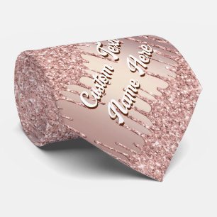 Rose Parties scintillant or Cravate et texte perso