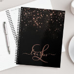 Rose Parties scintillant or étincelant  diamant Él<br><div class="desc">Créez votre propre planificateur de losange en or noir et rose personnalisé avec votre monogramme et votre nom personnalisés.</div>