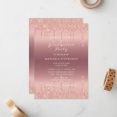 Rose Parties scintillant or Graduation Invitation (Devant/Arrière en situation)