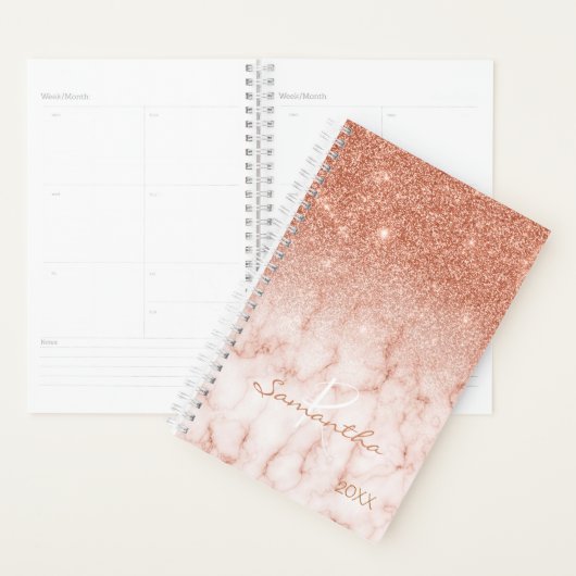 Rose Parties scintillant or Marbre Ombre Monogramm (Devant avec enveloppe)