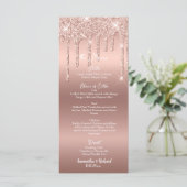 Rose Parties scintillant or Metallic 4x9" menu Mar (Debout devant)