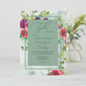 Rose Passion Aquarelle Faire-part de mariage Flora (Debout devant)