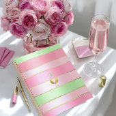 Rose pastel et vert rayé
