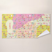 Rose pastel féerique Kawaii Doodle (Serviette de bain)