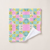 Rose pastel moderne et damier floral sarcelle (Gant de toilette)