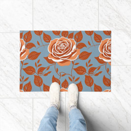 Rose Pattern With Warm Tones Of Orange And Rust Deurmat