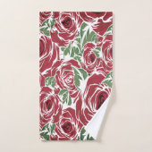Rose Pays rouge vert vintage floral (Serviette à main)
