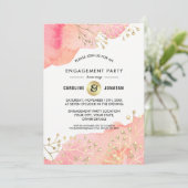Rose | Peach Botanical Engagement Party Invitation (Debout devant)