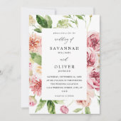 Rose & Peach Floral & Greenery Faire-part de maria (Devant)