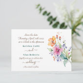 Rose Peach Yellow Blooms Enregistrer la carte Date (Debout devant)