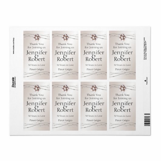 Rose Pearl and Dots 30e anniversaire Étiquette de (Feuille entière)