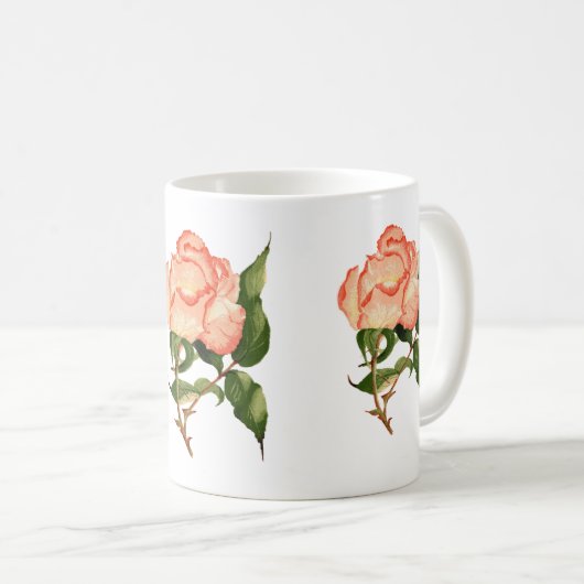 rose pêche aquarelle fleur Mug (Devant droit)