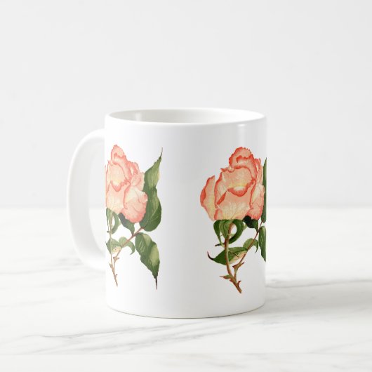 rose pêche aquarelle fleur Mug (Devant gauche)