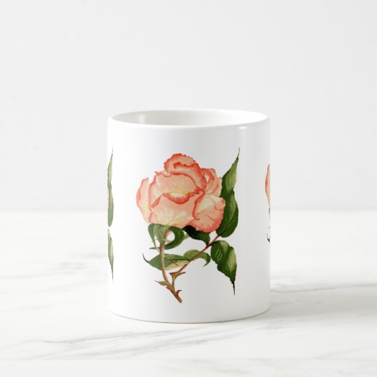 rose pêche aquarelle fleur Mug (Centre)