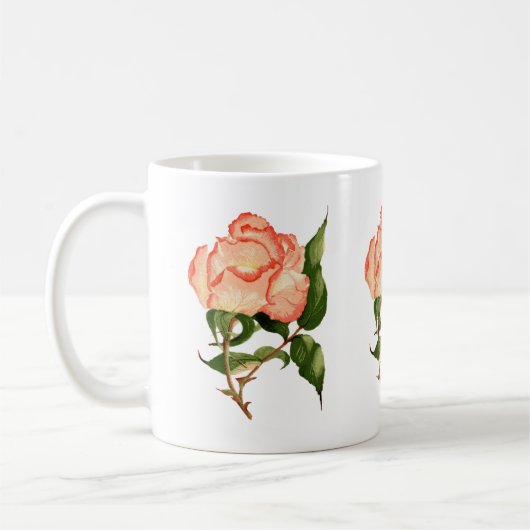 rose pêche aquarelle fleur Mug (Gauche)