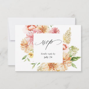 Rose & Pêche Floral & Verdure avec Carte RSVP Repa