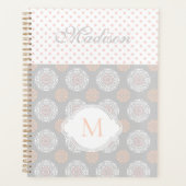 Rose Pêche Gris Points Monogramme Tendance (Devant)