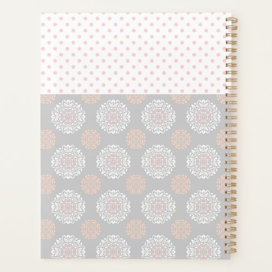 Rose Pêche Gris Points Monogramme Tendance (Dos)