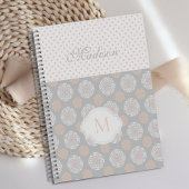 Rose Pêche Gris Points Monogramme Tendance