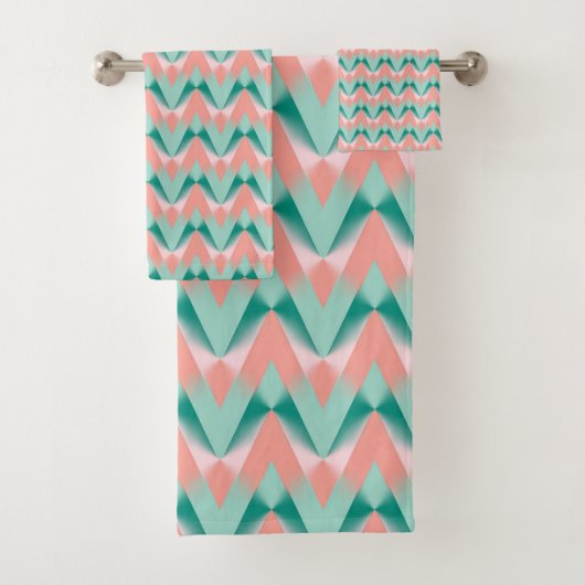 Rose pêche yukka et motif ZigZag vert (En situation)