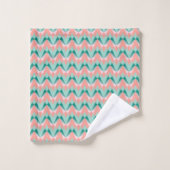 Rose pêche yukka et motif ZigZag vert (Gant de toilette)