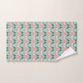 Rose pêche yukka et motif ZigZag vert (Serviette à main)