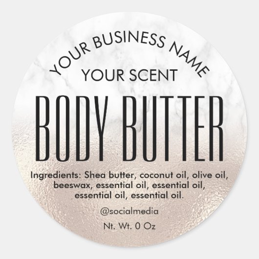 Rose perle  Foil Marbre Beurre Étiquettes (Devant)