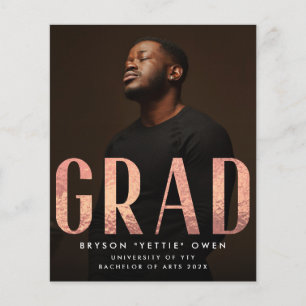 Rose personnalisé Gold Foil Nick Nom GRAD Carte ph