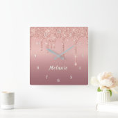 Rose personnalisé horloge Parties scintillant or N (Maison)