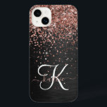 Rose personnalisé Parties scintillant or noir Étin<br><div class="desc">Personnalisez facilement ce design élégant et branché d'étui téléphonique avec une jolie parties scintillant brillante en or rose sur un arrière - plan métallique brossé noir.</div>