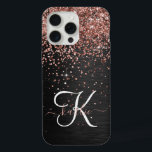 Rose personnalisé Parties scintillant or noir Étin<br><div class="desc">Personnalisez facilement ce design élégant et branché d'étui téléphonique avec une jolie parties scintillant brillante en or rose sur un arrière - plan métallique brossé noir.</div>
